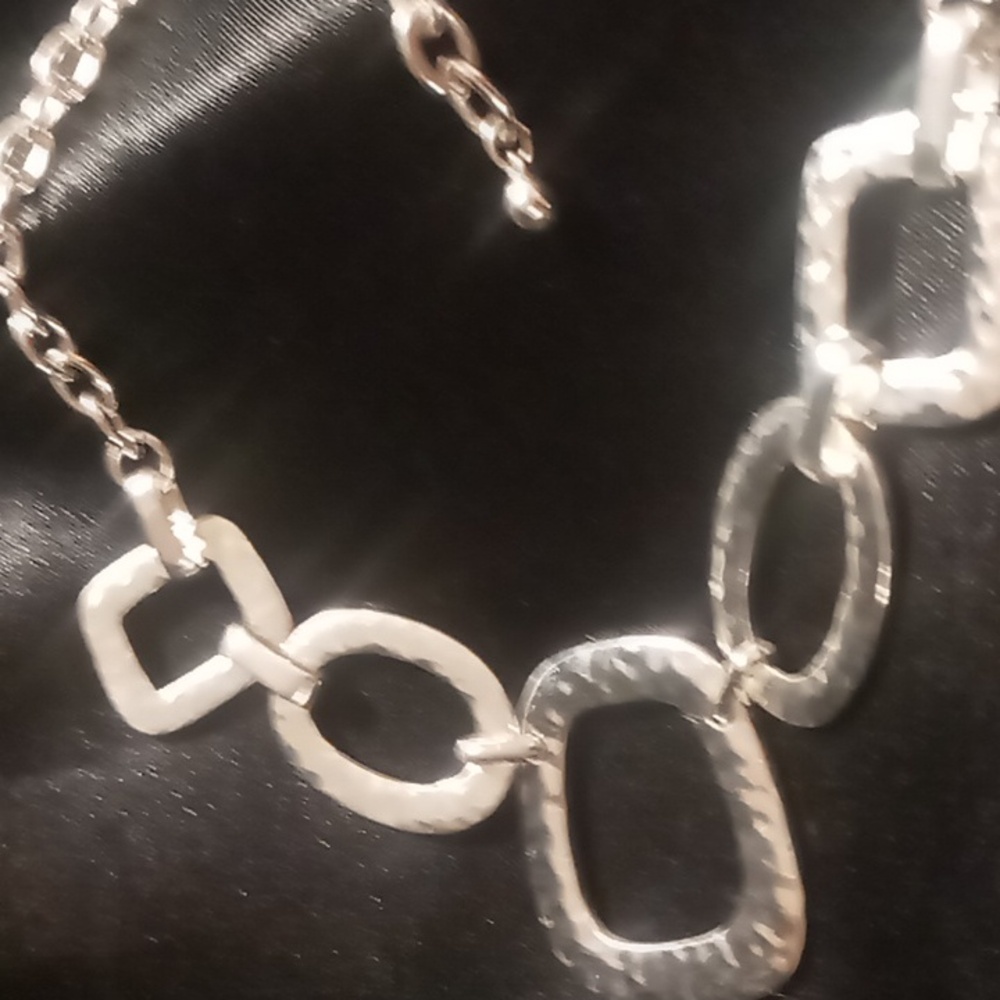 Premier design  Designer chunky hammered collar necklace.